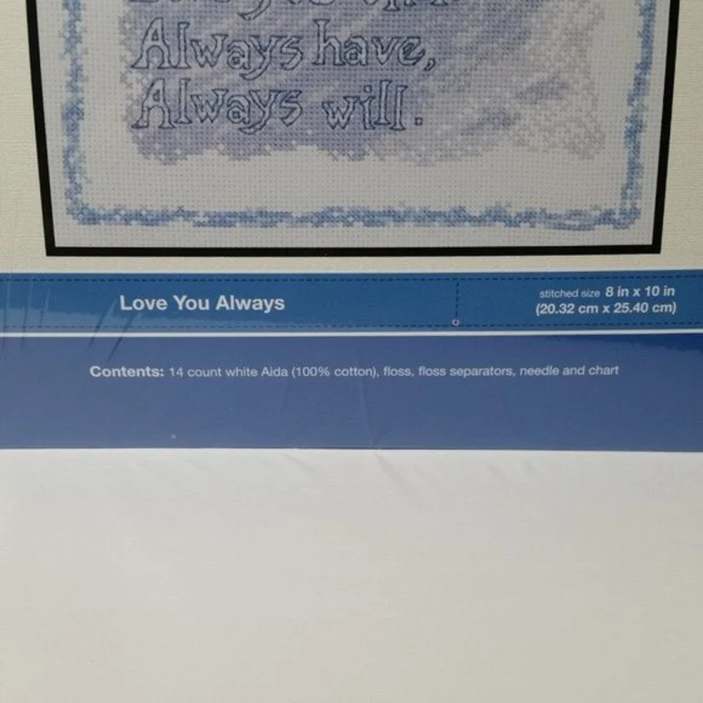 Cross Stitch Kit Love Birds Love You Always Blue